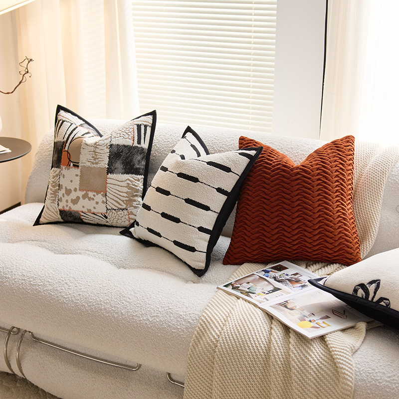 Ins ondas de punto línea abraza almohada cubierta dormitorio sofá sala de estar cubierta de almohada cuadrada moderna simple cojín desmontable