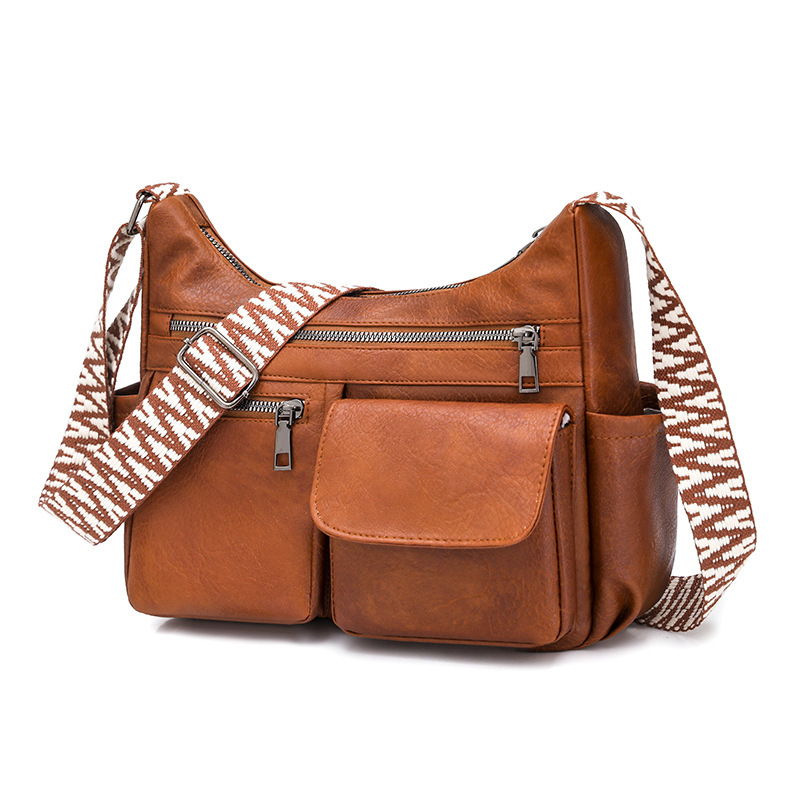 Vintage Oil Leather Multi-Pocket Crossbody Bag for Women, Cross-Border Dropshipping, Versatile for Commuting and Travel, Mom's Shoulder Bag, Wholesale for Foreign Trade Vintage Oil Leather Multi-Pocket Crossbody Bag for Women, Cross-Border Dropshipping, Versatile for Commuting and Travel, Mom's Shoulder Bag, Wholesale for Foreign Trade