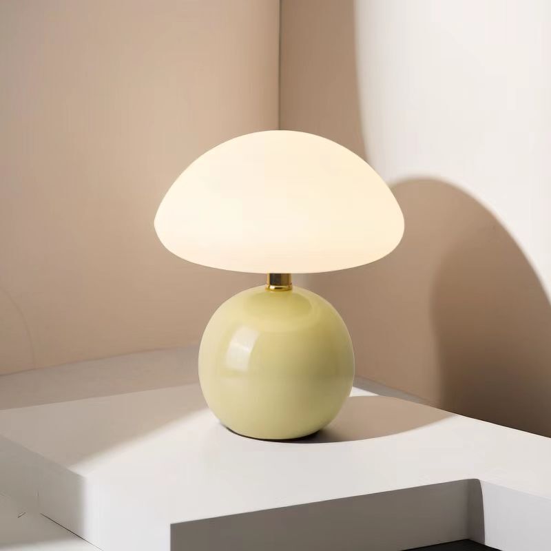 Mushroom Small Table Lamp Cream Rolling Plastic Ceramic Warm Atmosphere Everlasting Lamp Eye Protection Led Lamp Bedroom Decoration Bedside Lamp
