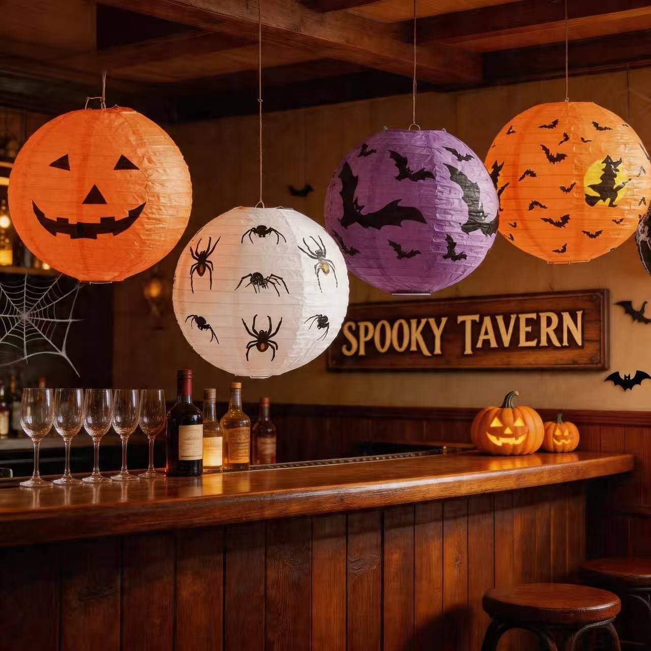 Halloween calabaza temática linterna de papel bar decoración de hotel accesorios decoración de ventanas linterna festival fantasma atmósfera del centro comercial