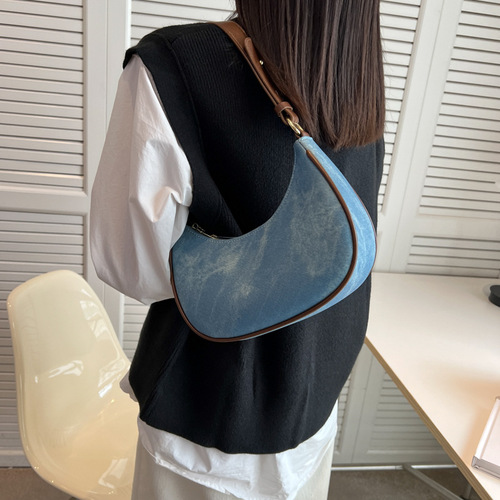 This year's popular small bag women's summer new fashion armpit bag ins style denim shoulder crossbody bag