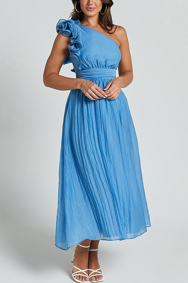 2025 Spring and Summer Season Wholesale Women's Sexy Solid Color Beach Oblique Collar Sleeveless Sheath Dress