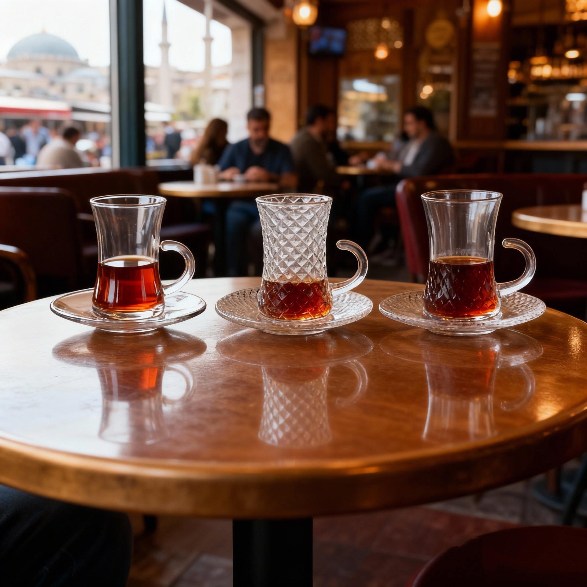 Taza de té turco resistente al calor simple al por mayor con mango de taza de té de vidrio con mango de taza de café con set de platos