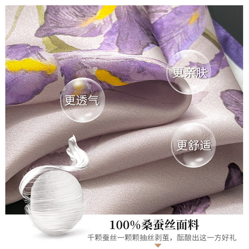 100% purple silk mulberry silk scarf small square scarf for women spring and autumn neck decoration scarf mother thin scarf 50