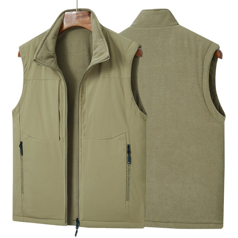 Рабочая одежда Мужской жилет на флисовой подкладке Утолщенный спортивный инструмент Двусторонний жилет для ношения на открытом воздухе Рабочая одежда Жилет по индивидуальному заказу