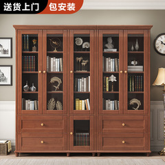 無垢材本棚書斎本棚床置きホームリビングルーム新中国風オフィス防塵収納収納ディスプレイキャビネット