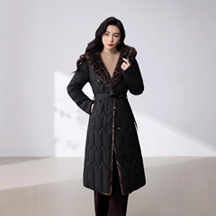 冬季过膝连帽棉服女2025显瘦大码加厚长款宽松外套棉衣女文艺风