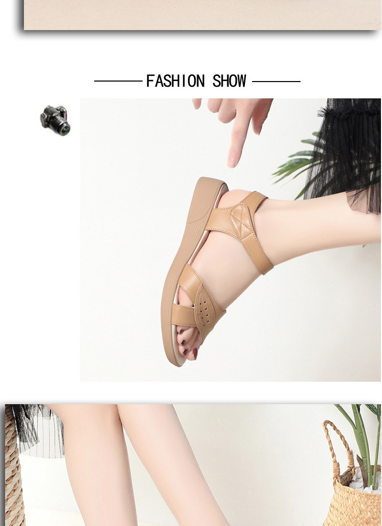 Dép sandal nữ đế bệt da mềm chống trượt — màu be chi tiết 13
