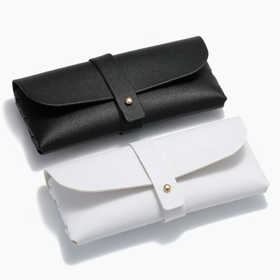 New Buckle Sunglasses Leather Box Square Leather Mirror Box Full Set of Artistic Retro Myopia Mirror Wood Grain Box for Hair