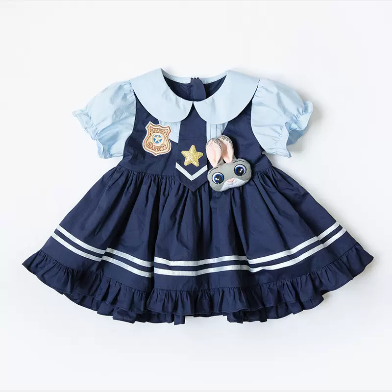 女宝2026夏季婴儿连衣裙兔子警官甜美公主裙女童一周岁裙子5833