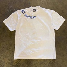 KATMOU 字母编号1印花体恤衫男女小众设计感情侣款短袖T恤1820