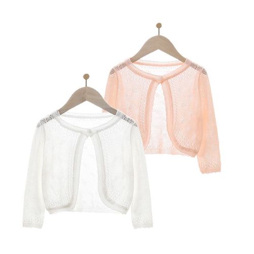 Infant Summer Air-Conditioned Cardigan Open Jacket for Girls, Thin Sun Protection Clothing for Girls, Small Baby Shawl, Ice Silk with Flowers Option