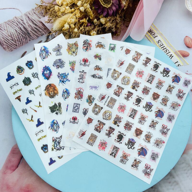 diy Japanese Nail Art Thin Back Glue Sticker Beast Tiger Lion Harry Magic Hat Series Factory Direct Supply