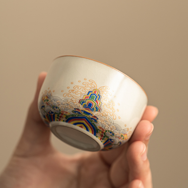 Ru Kiln Ceramic Tea Cup Tea Tasting Cup Master Cup Household Simple Chinese Kung Fu Cup small size Tea Cups Wholesale