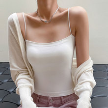 白色莫代尔吊带小背心女带胸垫一体式美背文胸内搭外穿打底上衣夏