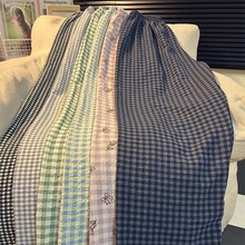 高个子加长版格子睡裤女薄款遛弯裤简约休闲宽松可外穿超长家居裤