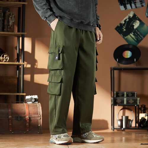 Work pants for men's spring and autumn new style high street ins trendy brand loose casual pants for men's fashion multi-pocket straight trousers