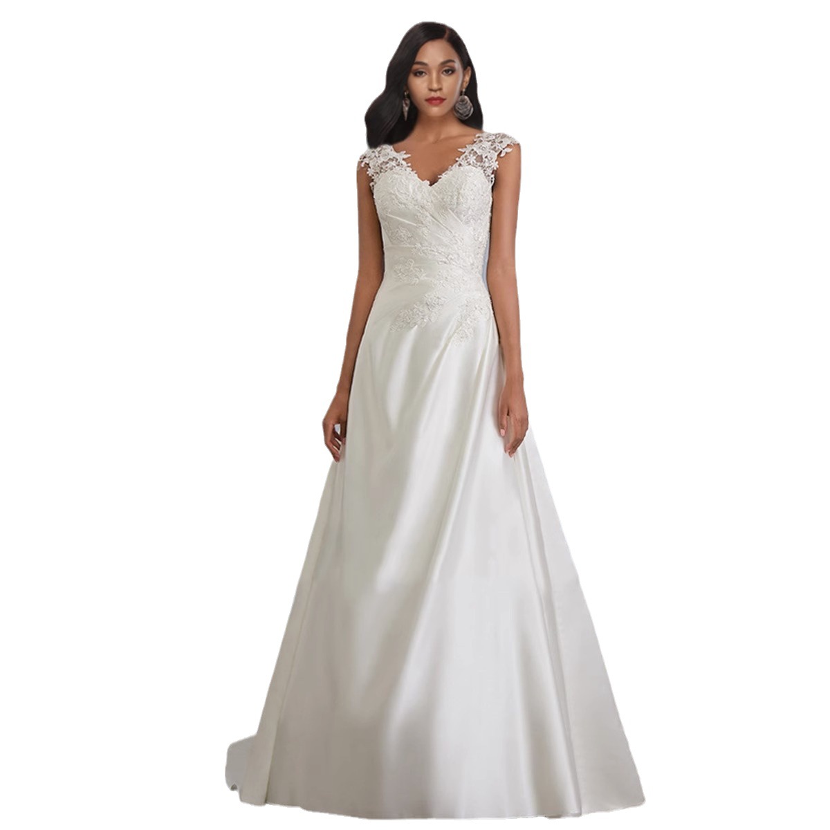Europeo y Americano de color sólido de encaje costura Sling Hollow backless vestido tostado vestido de novia vestido blanco image 7