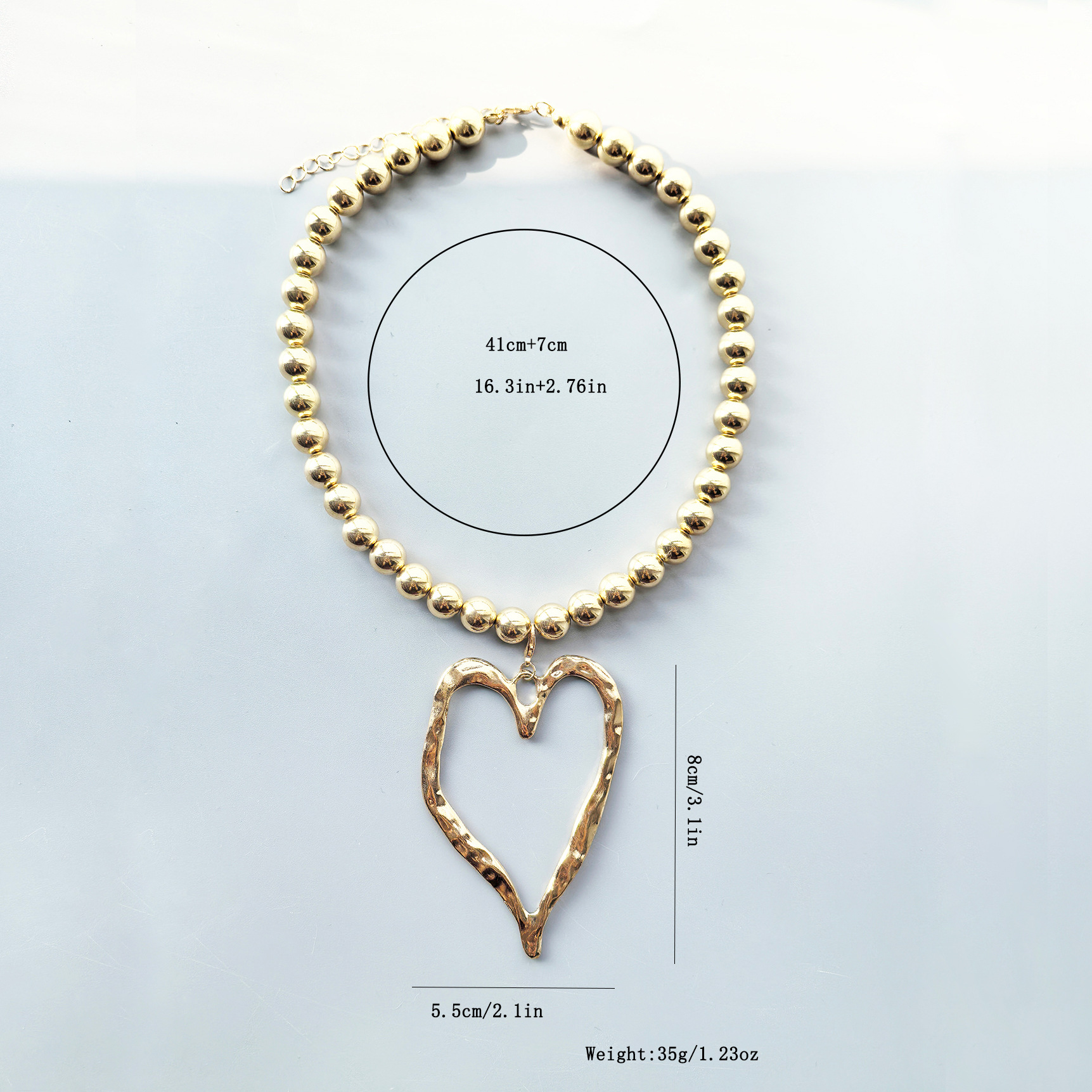 Heart Shape Pattern Vacation Heart Shape Alloy Zinc Alloy Beaded Chain Pendant Necklaces Wholesale