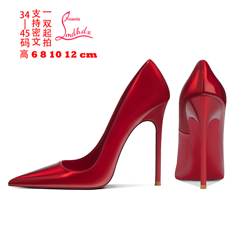 12cm Red Sole Ultra-Fine High Heels 2025 Summer New European and American Large Size Women's Shoes 41-44 Cross-Border Hot Style Classy 12cm Red Sole Ultra-Fine High Heels 2025 Summer New European and American Large Size Women's Shoes 41-44 Cross-Border Hot Style Classy