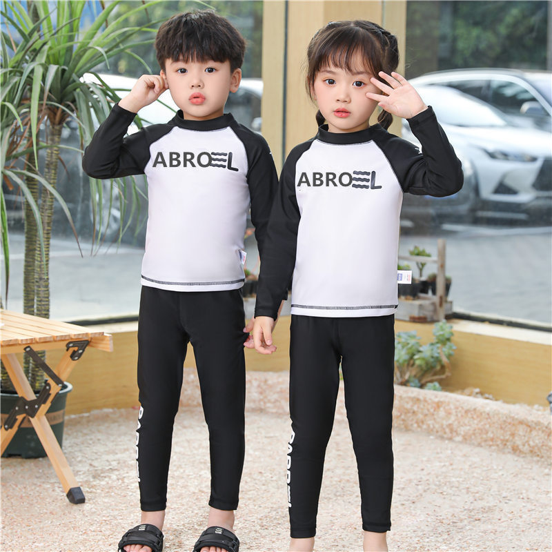 Children's Swimsuit Split Two-Piece Sports Pants Long-Sleeved 2023 New Style for Middle-Aged and Older Students Boys and Girls