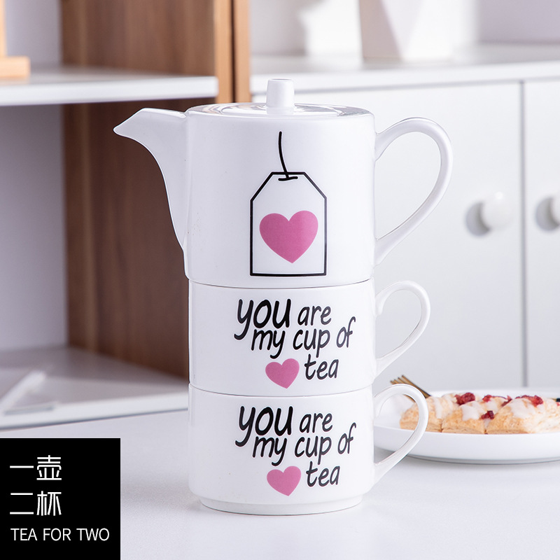 Pareja creativa taza de agua de cerámica flor tetera traje taza de café una olla dos tazas se puede utilizar como logotipo regalo
