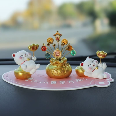Car ornaments | Spring Swing Creative Car Cute - rich-lying-to-earn-wealth-powder-pad