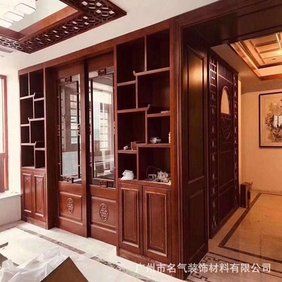 廣州別墅全屋定制原木家具現代新中式實木餐邊櫃整體餐廳酒櫃定制