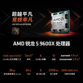 适用AMD新品AMD9000系列 锐龙5 9600X AM5 台式机电脑cpu处理器散
