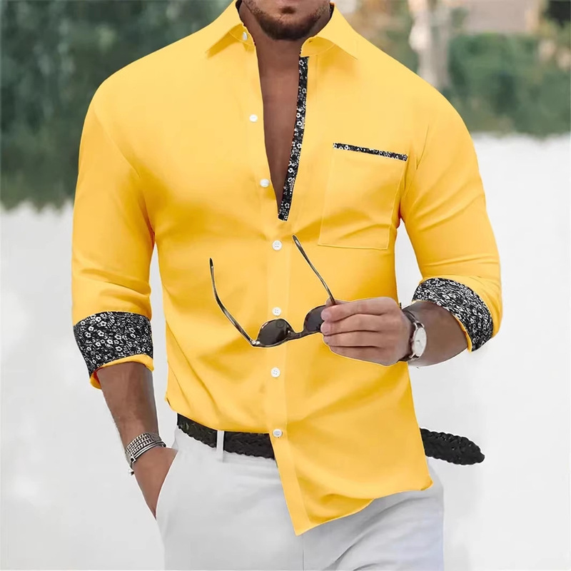 2026 Hot Selling Amazon Independent Site Men's Shirts Casual Comfortable Lapel Long Sleeve Shirts 3D Digital Printing