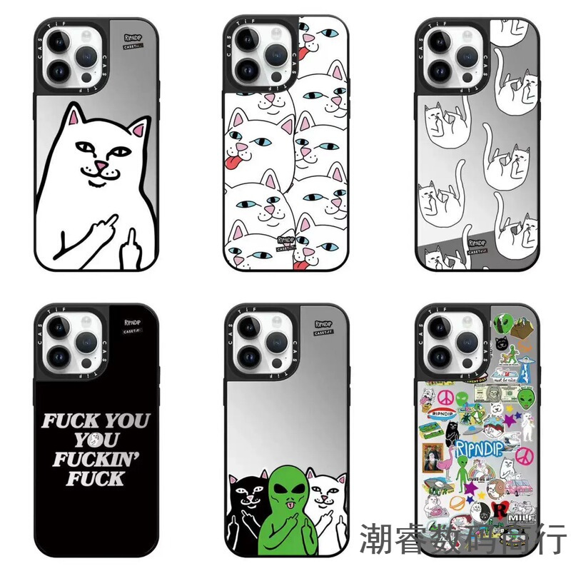Cartoon Rebellious Middle-Finger Cat Case Suitable for iPhone 17 Pro Max, Apple 15 Pro Shockproof, 16 Hard Case