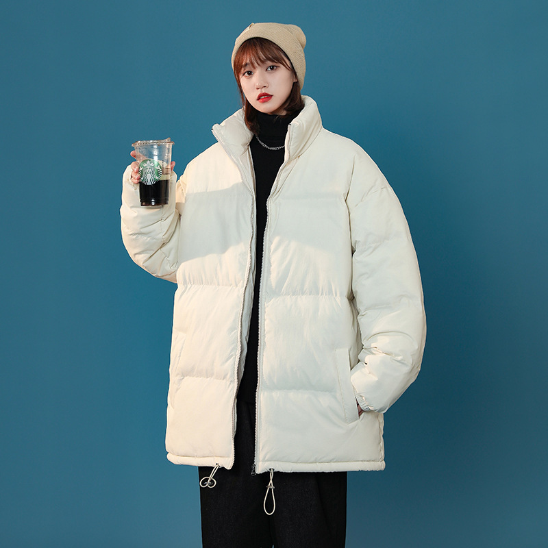 2022 new autumn and winter Korean trend solid color casual women's cotton-padded jacket thickened winter warm cotton-padded jacket for students