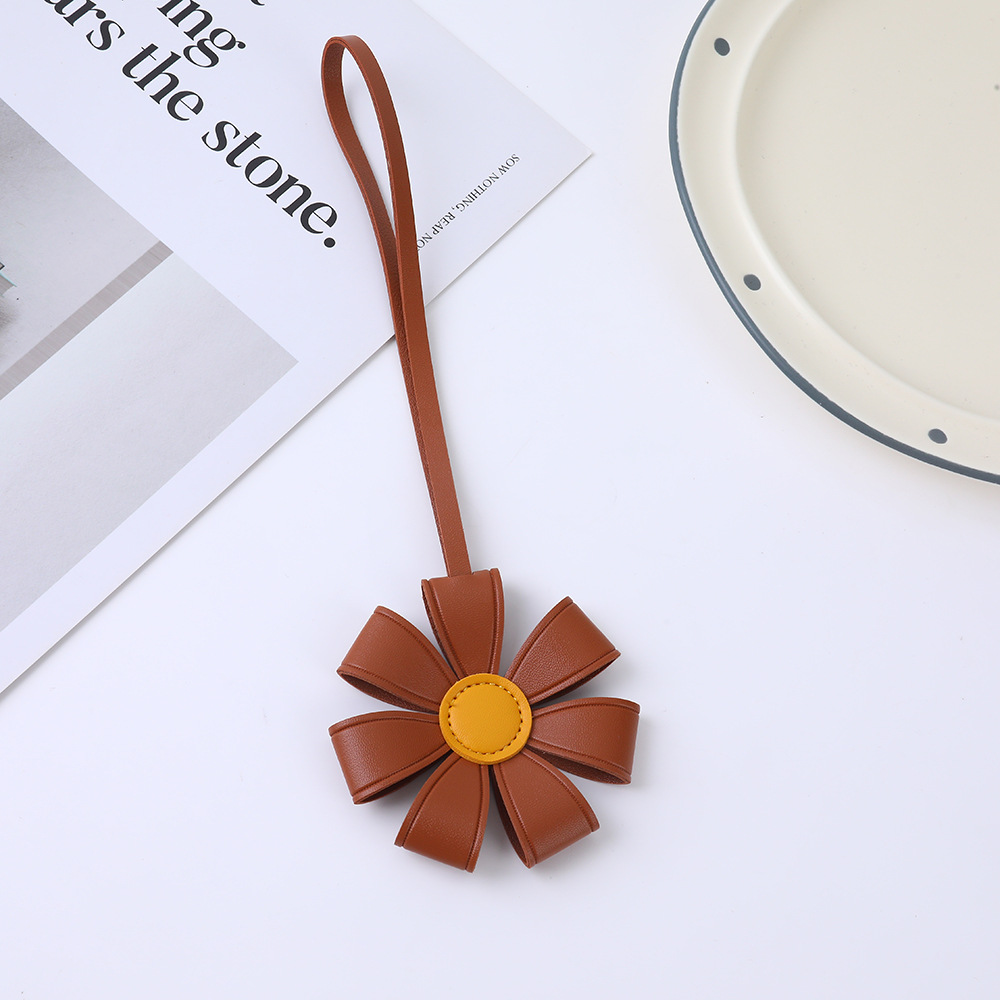 Colgante Llavero de Girasol de PU Decorativo para Mochilas y Bolsos