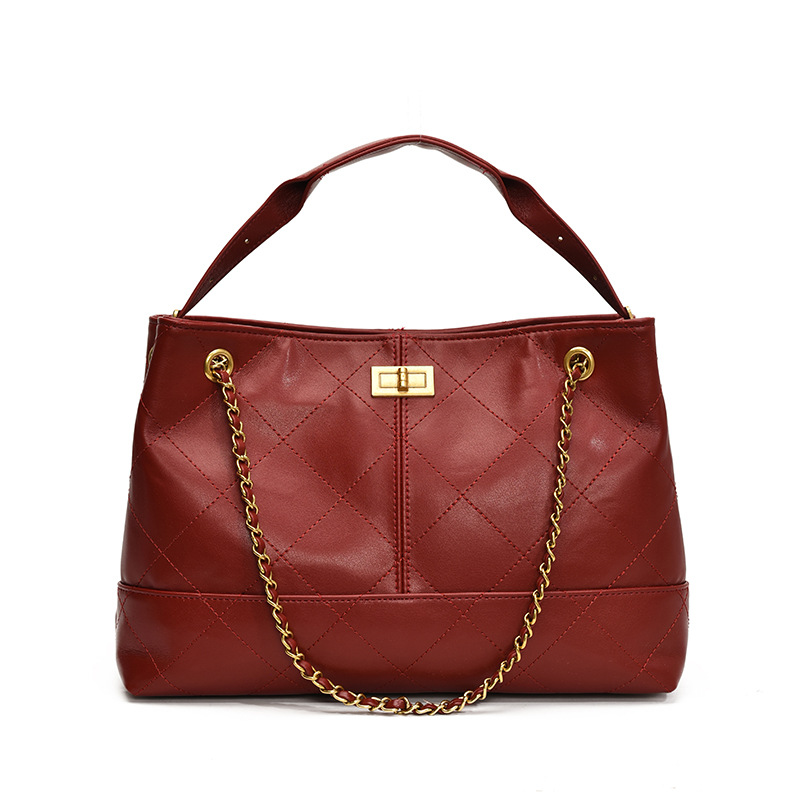 Bolso de textura transfronteriza 2025 nuevo bolso de cadena bolso de hombro con bordado de rombo bolso de mensajero de gran capacidad mujer