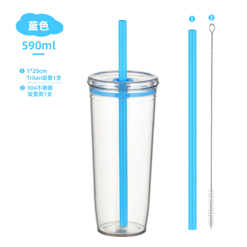 Nuevo Modelo 2026, Vaso de Tritán de 590 ml con Pajita, para Té con Leche, Café, Multicolor, de Gran Capacidad