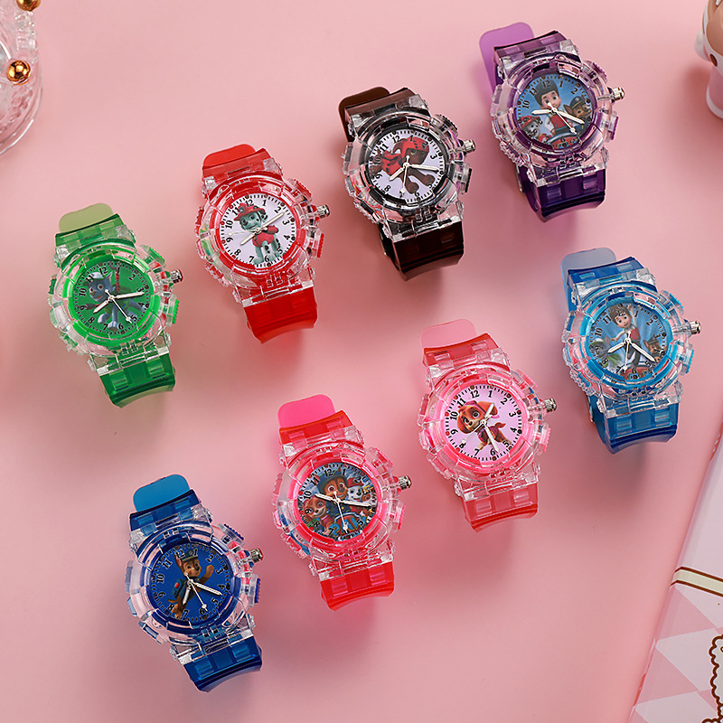 Ready Supply Children's Kindergarten Luminous Watch Paw Patrol Colorful Flash Boy Quartz Watch