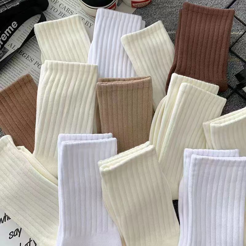 Zhuji Socks Women's Mid-Calf Autumn and Winter Ins Trendy Versatile Pure Color Long-Tube Sports Couple Stockings for Women with Good Looks Zhuji Socks Women's Mid-Calf Autumn and Winter Ins Trendy Versatile Pure Color Long-Tube Sports Couple Stockings for Women with Good Looks