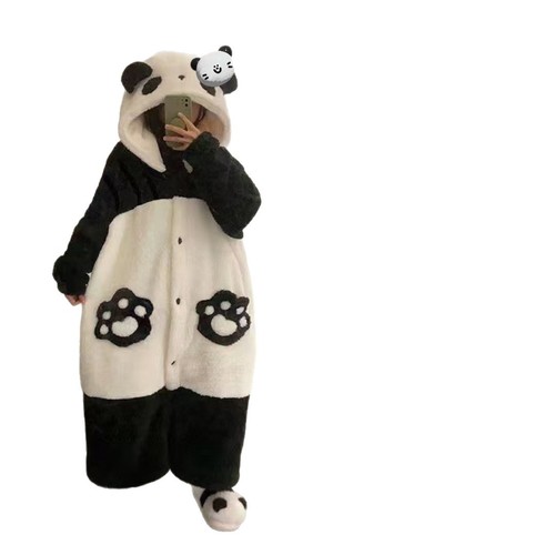 Panda Cartoon Sleepwear Coral Fleece 2025 New Warm Home Set Cute Suit Can Be Worn Outside Mixed Batch