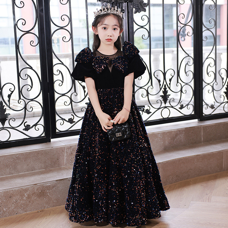 Girls Elegant Princess Evening Dress for Birthday Party Piano Recital And Host Performance Kids' Gown_voghion.com