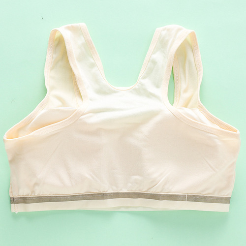 Wholesale custom order high-volume milk silk ribbed back development sports bra with foam pad, wide shoulder strap back support camisole, half cup bra