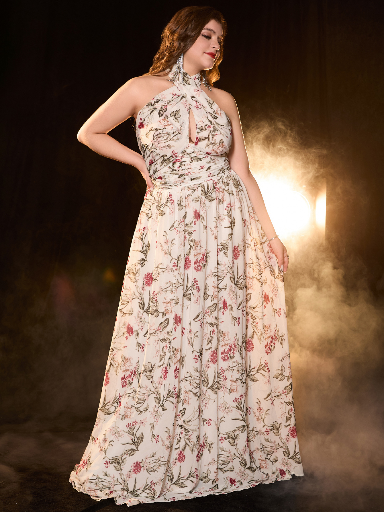 Vestido de talla grande, vestido de noche, vestido largo con estampado de tirantes, vestido sexy con cuello halter, nuevo vestido francés europeo y americano image 2