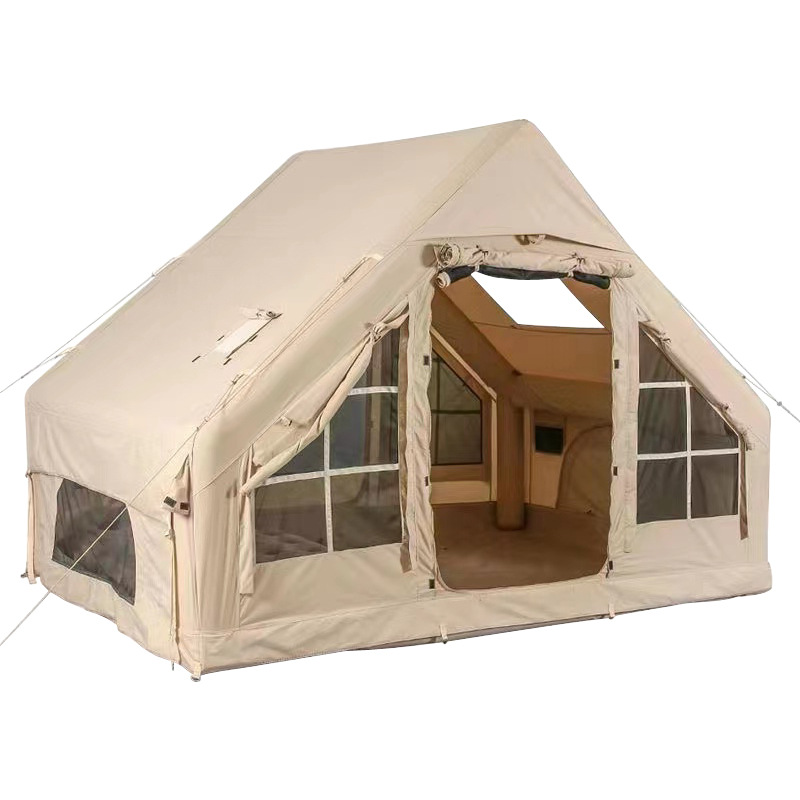 Carpa inflable para acampar al aire libre, tela Oxford gruesa, portátil, impermeable, montaje automático, habitación individual, resistente al frío, montaje rápido.