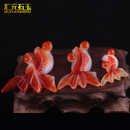 Multicolor Agate Red Goldfish Handmade Pendant Ice-Clear Carnelian Yearly Surplus Pendant Jade Jewelry Hanging Decor
