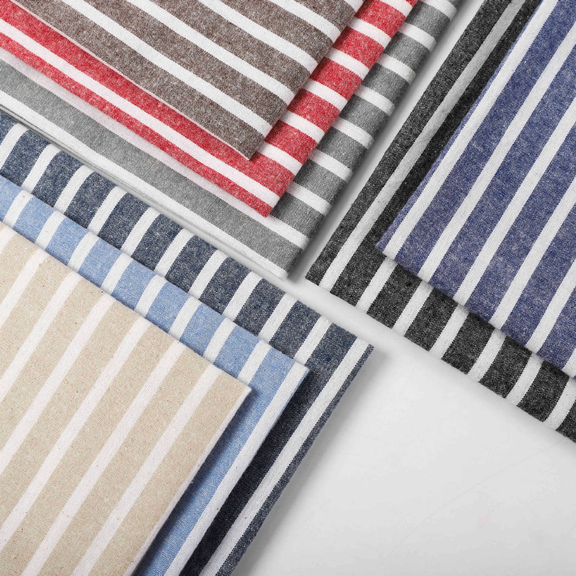 磨毛条子秋冬裤料村衫全棉面料女士连衣裙竖条双色现货供应轻磨毛