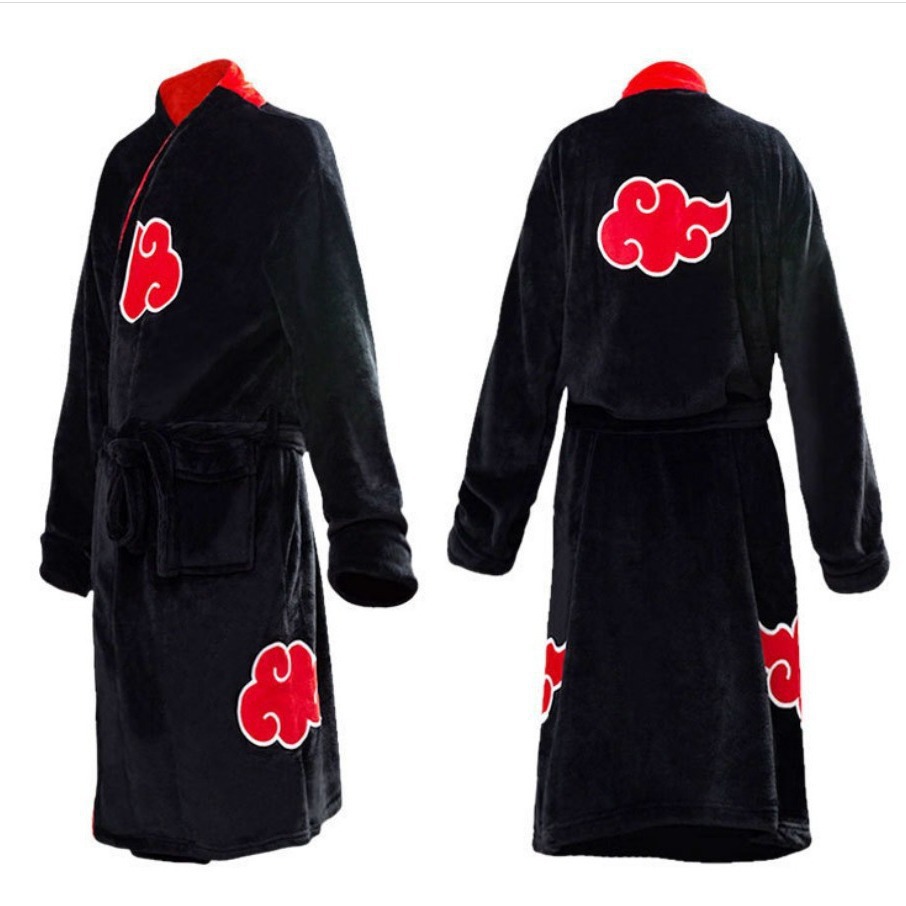 Akatsuki Pajamas Red Cloud Bathrobe Flannel Fourth Generation Seventh Generation Men's and Women's Pajamas Naruto Pajamas Dropshipping