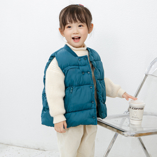 Children's winter down and cotton vest, backless, unisex, for babies, warm, thickened outerwear, jaco, children's clothing