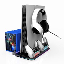 适用PS5slim主机多功能散热底座手柄充电底座游戏碟片耳机收纳架