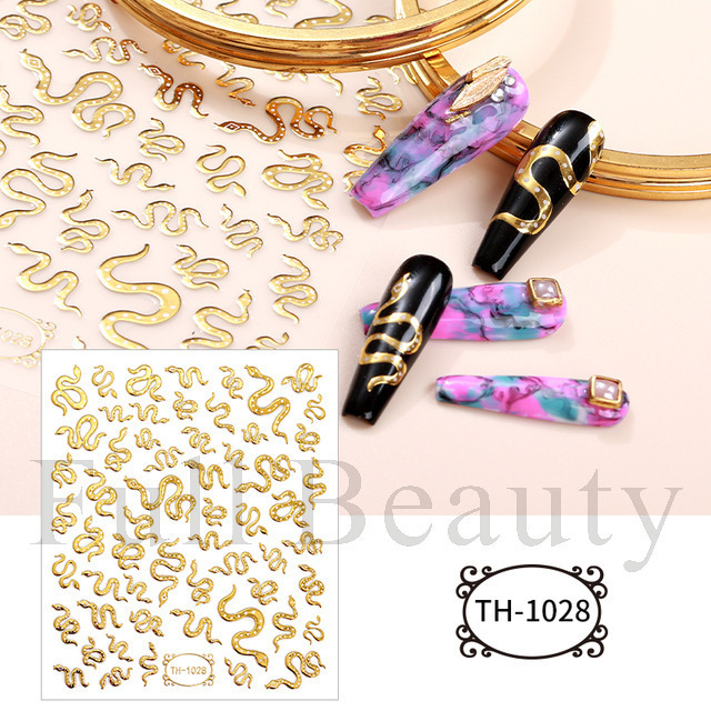 FULL BEAUTY跨境新款美甲贴纸金色花朵花瓣烫金花卉蝴蝶美甲贴纸|undefined