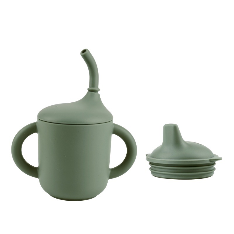 Alimentos de silicona set de cubiertos para niños cucharas blandas tenedor ventosa cuenco divisor de platos de comedor bib puede personalizar caja de regalo