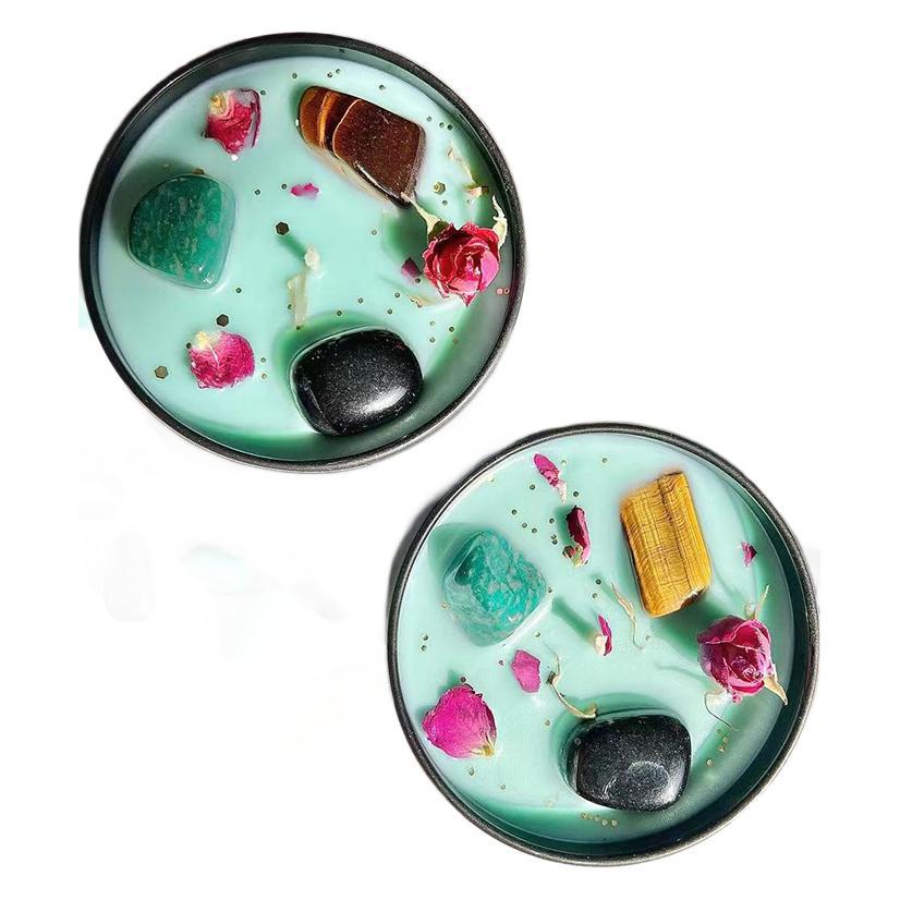 Flores secas de cristal hechas a mano transfronterizas de cera de soja de color cera de aroma vela de alta calidad regalo de mano de vacaciones